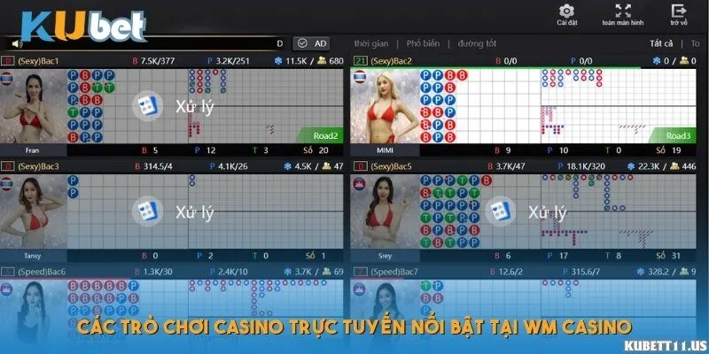 Các trò chơi casino trực tuyến nổi bật tại WM Casino
