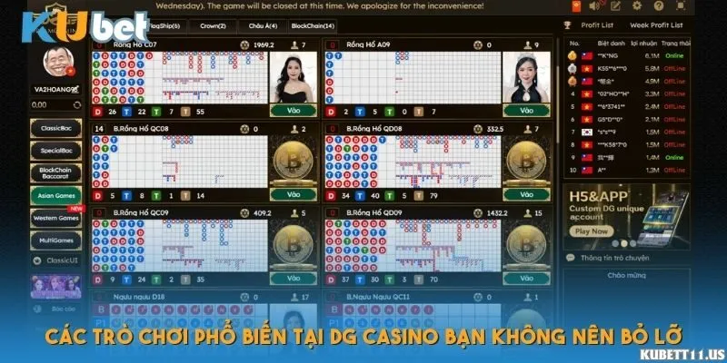 Các trò chơi phổ biến tại DG Casino bạn không nên bỏ lỡ