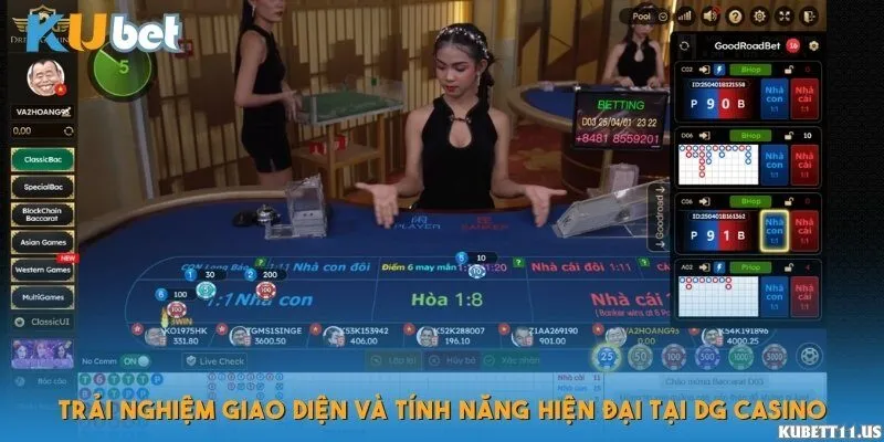 Trải nghiệm giao diện và tính năng hiện đại tại DG Casino